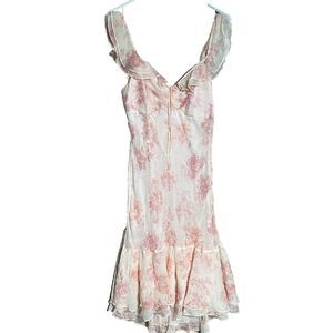 Reba Womens Size 10 Fairy Silk Floral Midi Dress Sequins Pink Wimsy